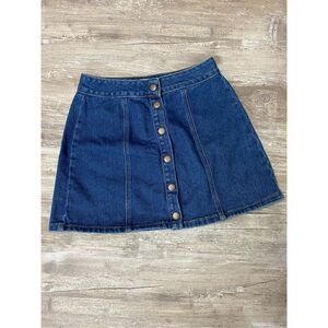 Melville Denim Mini Skirt Button Up Front Sz 26